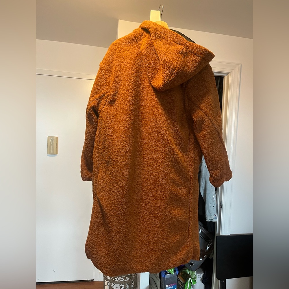 Brown trench coat with hood